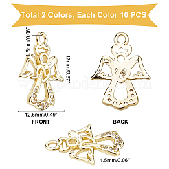 20Pcs 2 Colors Brass Micro Pave Cubic Zirconia Charms&nbsp;KK-PH0002-51-WH