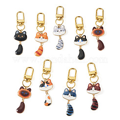 10Pcs Cat Alloy Enamel Pendant Decorations&nbsp;HJEW-TAC0178