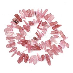 天然石ストロベリークォーツビーズ連売り  チップ  グレードA  シードビーズで  6~22x3~8x1~8mm  穴：1mm  約66~78個/連  15.55''（39.5センチメートル）&nbsp;G-F821-D02-01