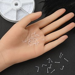 120 個 6 スタイルアクリル L 字型ノーズリング  鼻骨リング  彼女のためのピアスボディジュエリー  透明  8~11x5.5~11x2~3.5mm  ピン：0.7mm  20個/スタイル&nbsp;AJEW-YW0001-11A