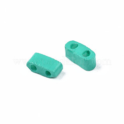 2穴ベーキングペイントガラスシードビーズ  長方形  ライトシーグリーン  4.5~5.5x2x2~2.5mm  穴：0.5~0.8mm&nbsp;SEED-S023-17B-05