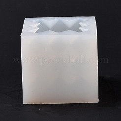多面的なひし形の立方体の食品グレードのシリコン型  香りのよいキャンドル作りに  ホワイト  71x72x67mm  内径：60x60x60mm&nbsp;DIY-D097-09