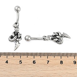 Snake 316 Surgical Stainless Steel Dangle Belly Button Rings&nbsp;EJEW-G416-11AS