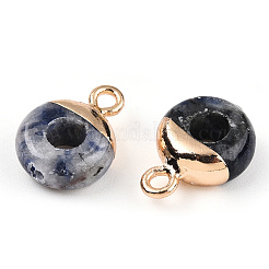 Natural Blue Spot Jasper Flat Round/Donut Charms&nbsp;G-I347-10