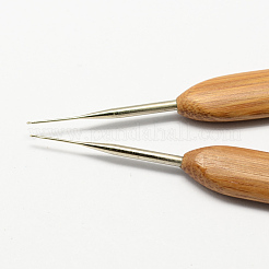 竹ハンドル鉄かぎ針編みのフック針  ペルー  ピン：0.5mm  133~136x13x7mm&nbsp;TOOL-R034-0.5mm