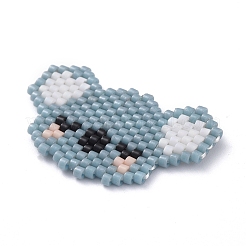 MIYUKI日本のシードビーズ  手作りのペンダント  織機模様  ポリエステル糸で  コアラ  コーンフラワーブルー  19x30x1.5mm&nbsp;PALLOY-JF00435-01