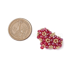 シードビーズ ビーズチャーム  ハートペンダント  暗赤色  25x33x8.5mm  穴：4mm&nbsp;PALLOY-MZ00341-02