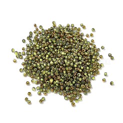 電気メッキガラスビーズ  ラウンド  黄金メッキ  黄緑  2x1.5mm  穴：0.7mm  700個/セット&nbsp;GLAA-Q120-02A-05