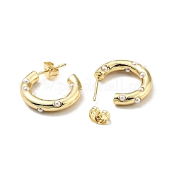 アクリルパール Cシェイプ スタッドピアス  女性用ラックメッキ真鍮ハーフフープピアス  カドミウムフリー＆鉛フリー  18KGP本金メッキ  20x4mm  ピン：0.8mm&nbsp;LS-EJEW-G288-38G