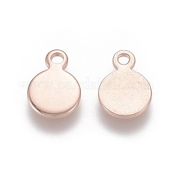 ステンレススチールチャーム201個  フラットラウンド  空白タグのスタンプ  ローズゴールド  10x7x0.6~0.7mm  穴：1.8~2mm&nbsp;STAS-F192-032RG