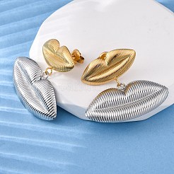 ツートンリップ 304 ステンレススチール ダングル スタッド イヤリング  ゴールデン·ステンレス鋼色  29.5x34.5mm&nbsp;EJEW-Z109-02GP