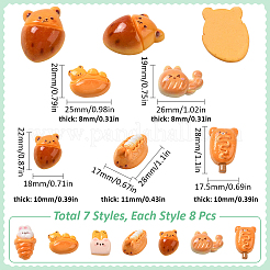 56Pcs 7 Styles Opaque Resin Imitation Food Decoden Cabochons&nbsp;CRES-SC0002-85