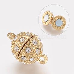 Alloy Rhinestone Magnetic Clasps with Loops&nbsp;RB-H116-3-G-1
