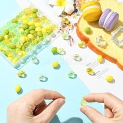 不透明と透明の焼き絵用アクリルビーズ 100種類 3個  レモン  ミックスカラー  13.5x9.5x9mm  穴：1.8mm&nbsp;SACR-CJ0001-90