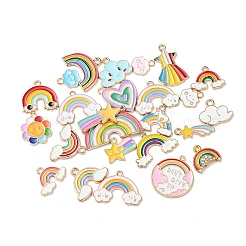 25Pcs 25 Style Light Gold Alloy Enamel Pendants&nbsp;ENAM-YW0001-82