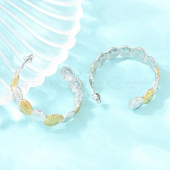 304ステンレススチールシェルシェイプスタッドピアス（女性用）  ハーフフープピアス  イオンプレーティング（ip）  ゴールデン·ステンレス鋼色  34x10mm&nbsp;SA-CBA45D5-32GP