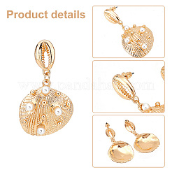 6 Pairs 3 Style Shell & Starfish Steel Asymmetrical Earrings with ABS Imitation Pearl Beaded&nbsp;EJEW-PH0001-15