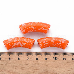 不透明なスプレー塗装アクリルビーズ  ツートン  カーブチューブ  サンゴ  36x13.5x11.5mm  穴：4mm  約148個/500g&nbsp;MACR-S372-001F-B09