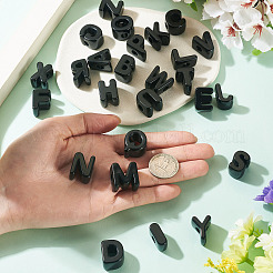 26個26スタイルアクリルヨーロピアンビーズ  大穴ビーズ  ブラック  a～zの文字  20~21x14~18x13.5~14mm  穴：6mm  1個/スタイル&nbsp;OACR-TA0004-86