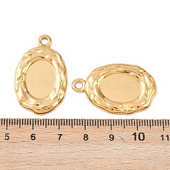 304ステンレススチールペンダントカボションセッティング  オーバル  イオンプレーティング（ip）  18KGP本金メッキ  トレイ：12x16mm  33x21x3mm  穴：2.5mm&nbsp;STAS-D390-18G