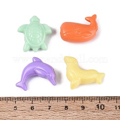 動物の不透明アクリルビーズ  カメ、アザラシ、クジラ、イルカ  ミックスカラー  21~25x19~23x9~10mm  穴：3.6mm  約431個/500g&nbsp;OACR-Q199-21
