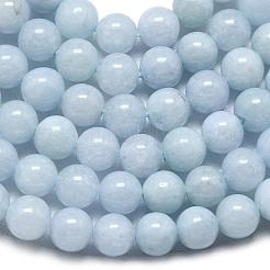 天然石マレーシアジェイドビーズ連売り  染め＆加熱  ラウンド  ライトスカイブルー  4~4.5mm  穴：0.8mm  約85~88個/連  14.57~14.96インチ（37~38cm）&nbsp;X-G-L645-A01-4mm-16