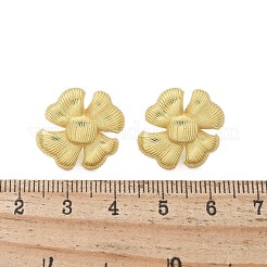 真鍮の花のスタッドピアス  鉛フリー＆カドミウムフリー  長持ちメッキ  ラックめっき  18KGP本金メッキ  18x17mm&nbsp;EJEW-R016-17G
