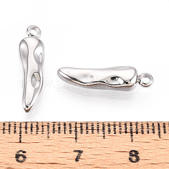 304ステンレスペンダント  チリチャーム  変色防止  ステンレス鋼色  17.9x5x3.8mm  穴：1.6~1.8mm&nbsp;LS-STAS-T065-77P