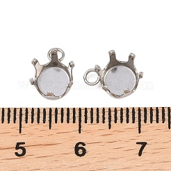 304ステンレススチールペンダントラインストーンクローチャームセッティング  フラットラウンド  ステンレス鋼色  トレイ：5.5mm  9.5x6.5x6mm  穴：2mm&nbsp;STAS-B121-01B-P