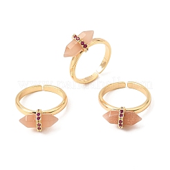 Brass Micro Pave Cubic Zirconia Cuff Open Rings for Women&nbsp;GG-CBA0B5A-03G-06