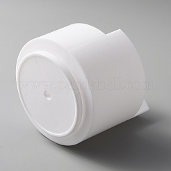 プラスチック回転式ペンホルダー  多目的デスクトップ固定オーガナイザー  3のコンパートメント  オフィス＆スクール用品  コラム  ホワイト  117x125mm  内径：99x57.5mm&nbsp;AJEW-WH0299-35A