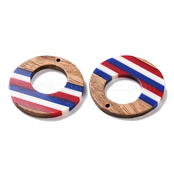 Independence Day Opaque Striped Resin & Walnut Wood Pendants&nbsp;RESI-U010-02J