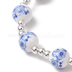 Electroplate Non-magnetic Synthetic Hematite Round Bead Strecth Bracelets for Women&nbsp;BJEW-JB11600-02