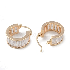 クリアキュービックジルコニアフープピアス  女性のための真鍮のアクセサリー  18KGP本金メッキ  18.5x8mm&nbsp;EJEW-L292-018G