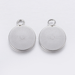 Tarnish Resistant 201 Stainless Steel Pendant Cabochon Settings&nbsp;STAS-P198-17-12mm