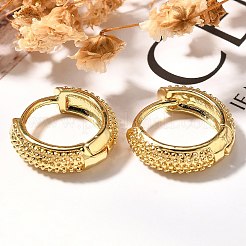 ラックメッキリング真鍮フープピアス女性用  カドミウムフリー＆鉛フリー  長持ちするプレート  18KGP本金メッキ  14.5~15x4.5mm&nbsp;EJEW-C125-11G