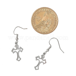 クロス 304 ステンレススチール ダングル イヤリング  ゴールデン·ステンレス鋼色  37x12mm  2のペア/セット&nbsp;EJEW-JE06692