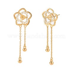 Brass Micro Pave Clear Cubic Zirconia Stud Earring Findings&nbsp;KK-S364-132