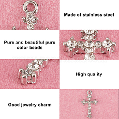 合金ラインストーンペンダント24個  クロス  プラチナ  26x15x3mm  穴：2mm  24pc&nbsp;ALRI-FH0001-02