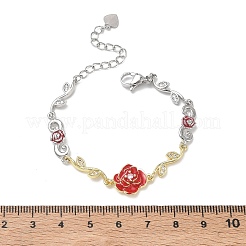 Brass Micro Pave Clear Cubic Zirconia Link Chain Bracelets for Women&nbsp;BJEW-C156-05GP