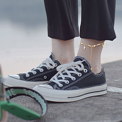 3Pcs 3 Style Butterfly & Cross & Enamel Evil Eye Charm Anklets Set&nbsp;AJEW-AN0001-06