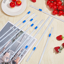 プラスチック製の再利用可能な粘着フィルム スライド カッター  食品ラップ用  アルミホイルとワックスペーパー  フィルムディスペンサー  ブルー  305x8.5x6~11.5mm  12個/セット&nbsp;AJEW-CP0007-87C
