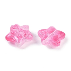 透明スプレーペイントガラスビーズ  ちょう結びに主演  淡いバイオレットレッド  14x15x7mm  穴：1.2mm&nbsp;GLAA-H035-02C