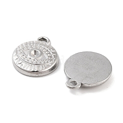 変色しない304ステンレススチールペンダントラインストーンセッティング  フラットラウンド  ステンレス鋼色  14.5x12x2.5mm  穴：1.5mm  1.8mmのラインストーンに適する&nbsp;STAS-P364-03P