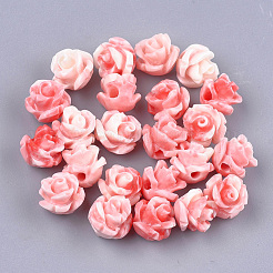 合成サンゴビーズ  染め  花  ミックスカラー  6~7x6~7mm  穴：1.2mm&nbsp;X-CORA-S027-30