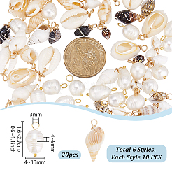 20Pcs Natural Cultured Freshwater Pearl & 60Pcs 6 Styles Natural Mixed Shell Findings Kits&nbsp;PALLOY-PH01891