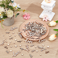 木工品200個  ハートと手紙の愛  バリーウッド  6~32x6.5~55.5x2.5mm&nbsp;WOOD-SC0002-22
