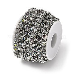 304ステンレススチールガラスリンクチェーン  溶接されていない  スプールで  グレー  10x8x8mm&nbsp;CHS-L029-10P-03