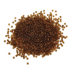 12/0 FGBグレードAラウンドガラスシードビーズ  透明なつや消しスタイル  サドルブラウン  2x1.5mm  穴：0.8mm  30000個/袋&nbsp;SEED-Q006-M24