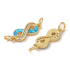 Rack Plating Brass Micro Pave Clear Cubic Zirconia Connector Charms&nbsp;KK-P268-19G